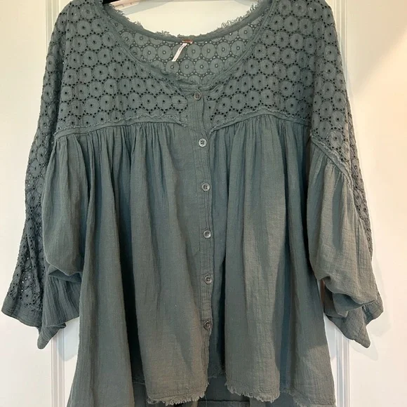 FP Movement by Free People Teal Button-Up Blouse - Picture 8 of 8